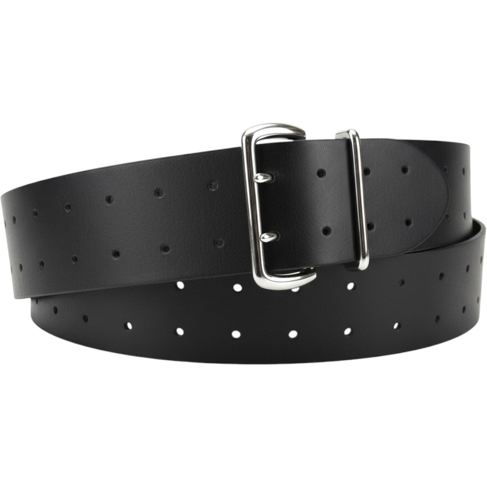 The Limited Belt Women S Black Italian Leather Wide Double Prong Buckle